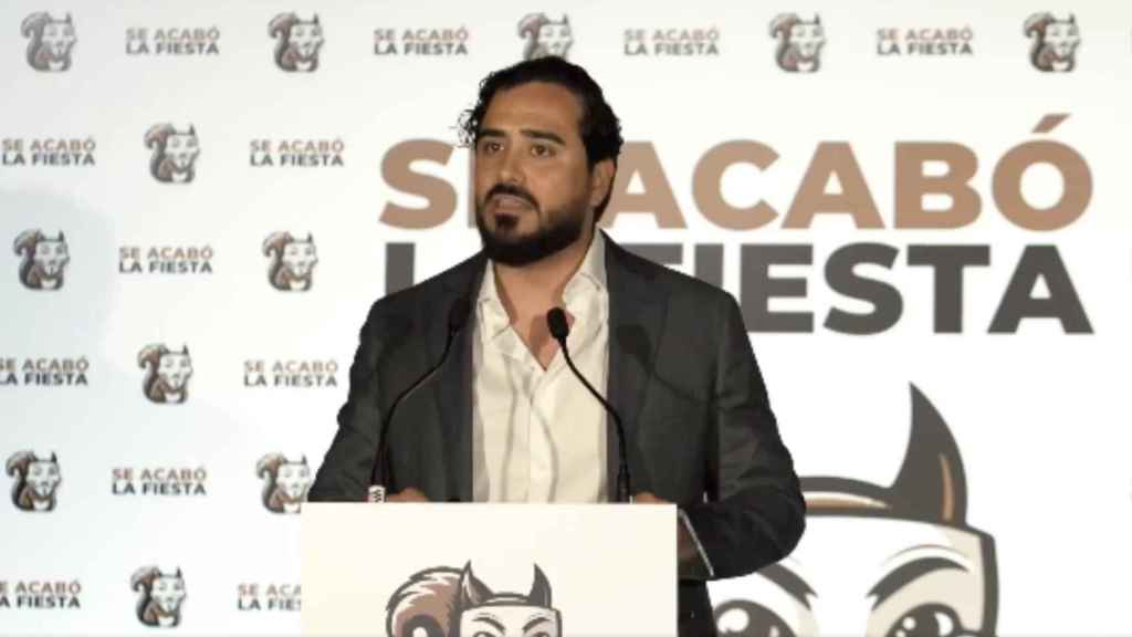 Luis Pérez Fernández, más conocido como Alvise, durante su rueda de prensa tras las elecciones del 9-J.