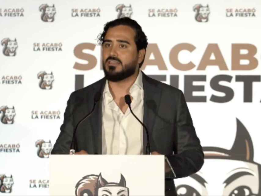 Luis Pérez Fernández, más conocido como Alvise, durante su rueda de prensa tras las elecciones del 9-J.