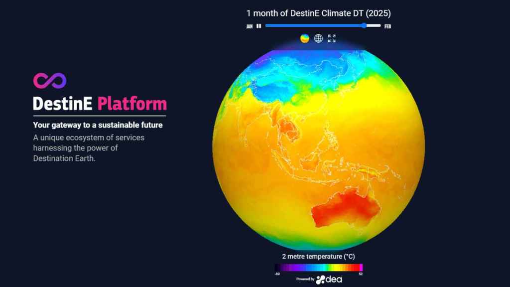 Captura del gemelo digital de la Tierra en DestinE Platform.
