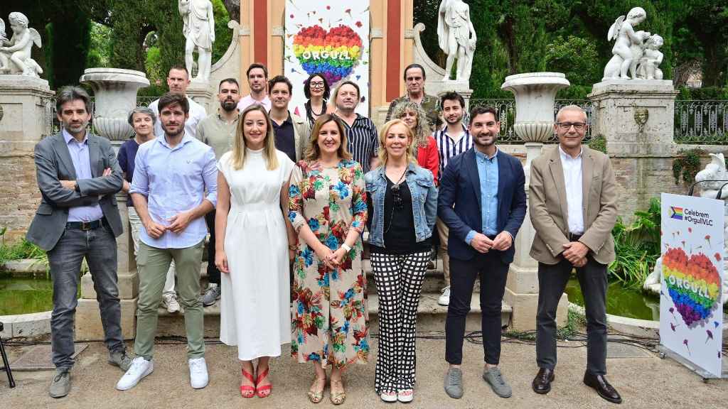 Acto de presentación de la campaña del Orgullo Gay este lunes en Valencia. EE