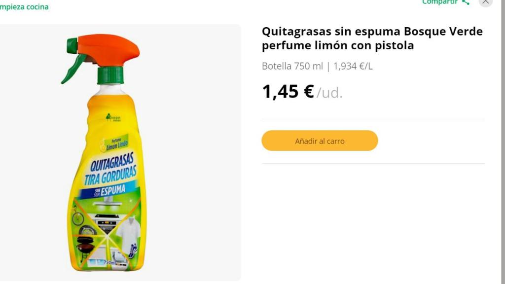 Quitagrasas sin espuma Bosque Verde.
