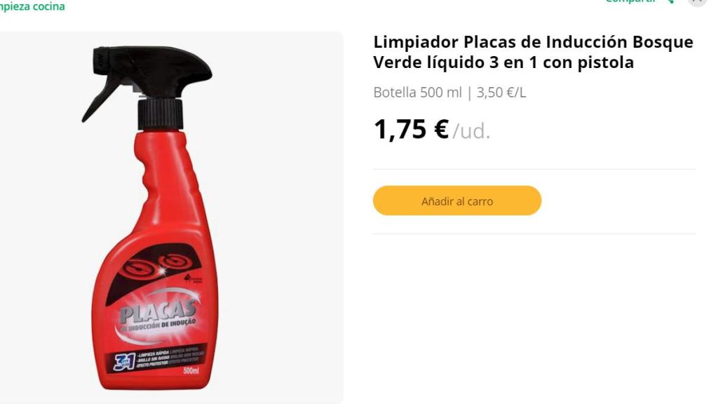 Limpiador placas de inducción Bosque Verde líquido 3 en 1 con pistola.