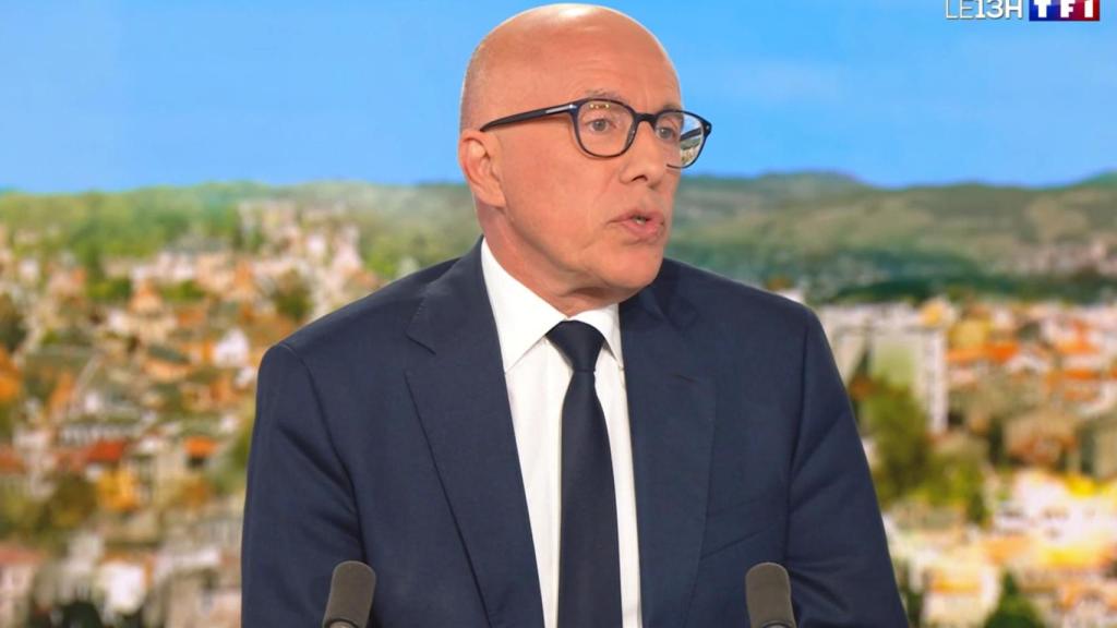 El líder de Los Republicanos, Eric Ciotti, este martes en una entrevista.