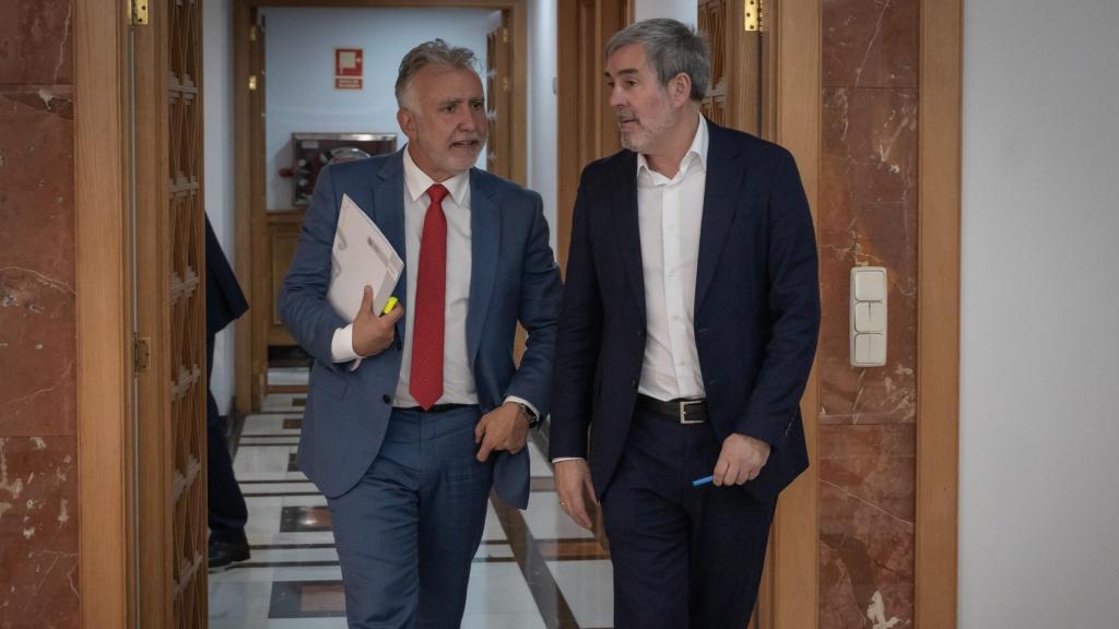 Ángel Víctor Torres y Fernando Clavijo, el pasado mes de abril en Gran Canaria.