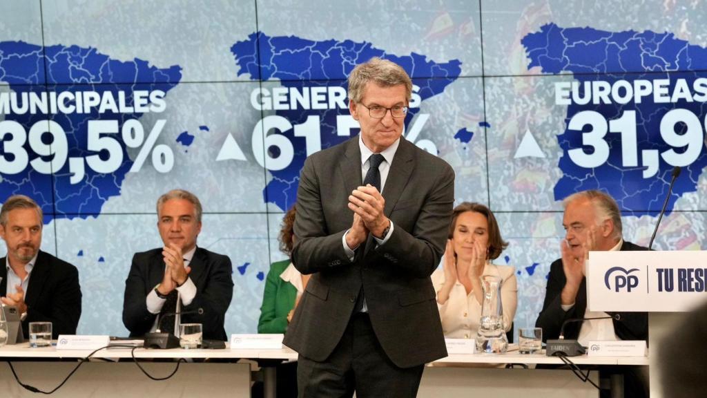 Núñez Feijóo, este martes en el Comité Ejecutivo Nacional del PP, celebrado en Génova.