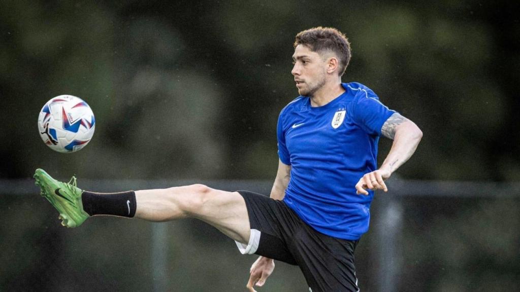 Fede Valverde durante un entrenamiento con la selección uruguaya.