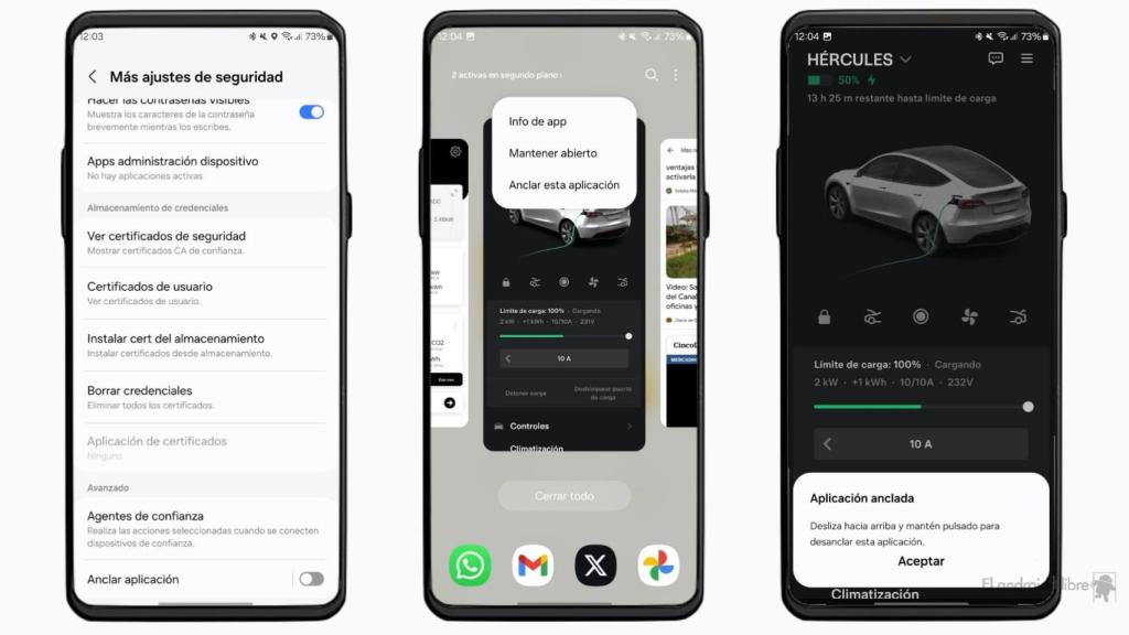 Interfaz de anclado de apps