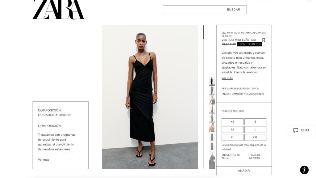 Vestido midi elástico.