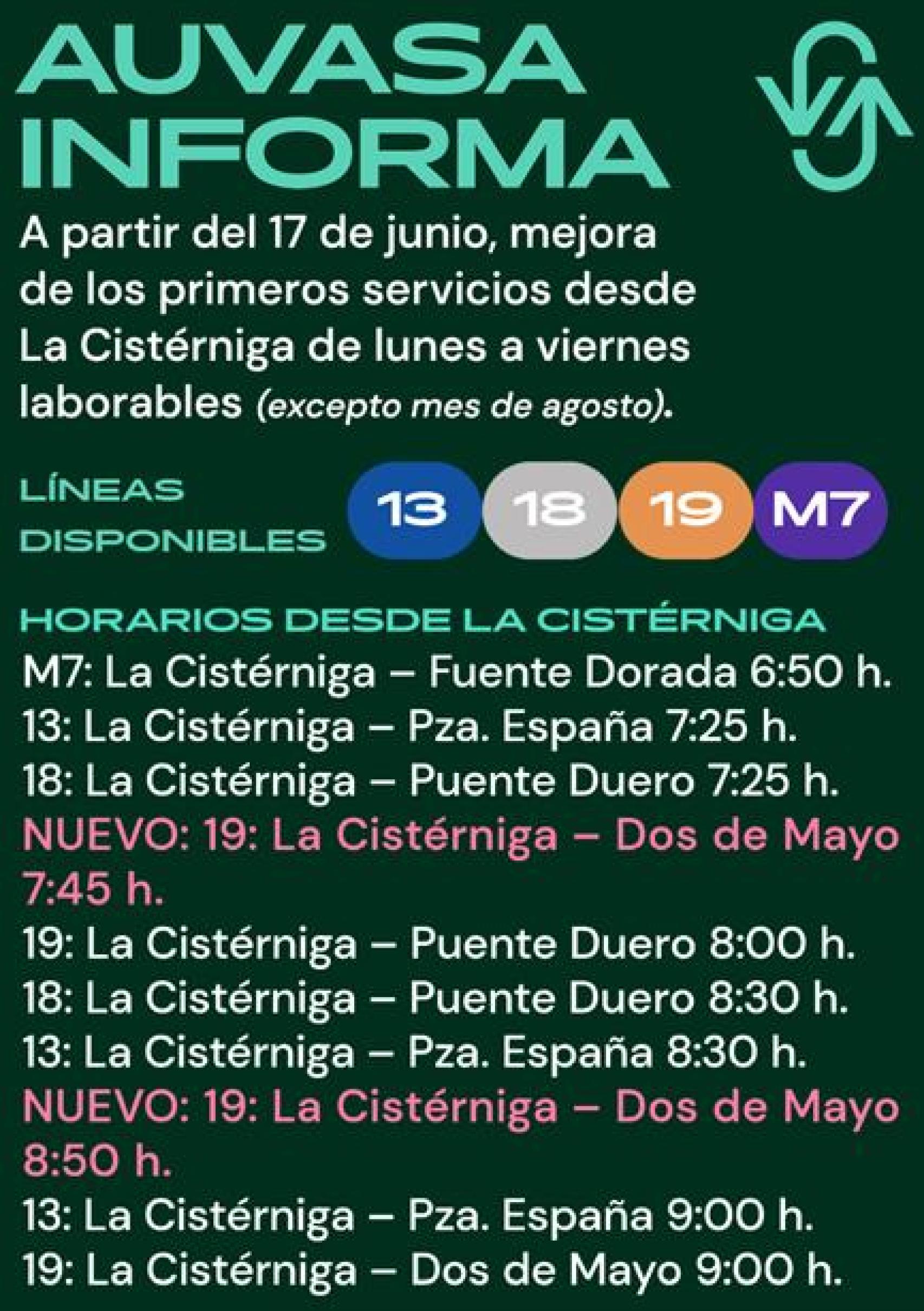 Frecuencias hasta La Cistérniga