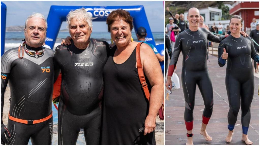 Juan José Delgado Criado y Juan José Delgado Abellá, padre y hermano de Teté Delgado, y Lidia y Alfredo participaron en Travesía Costa.