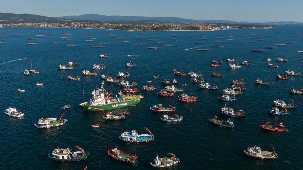 Imagen de la protesta contra Altri en la ría de Arousa.