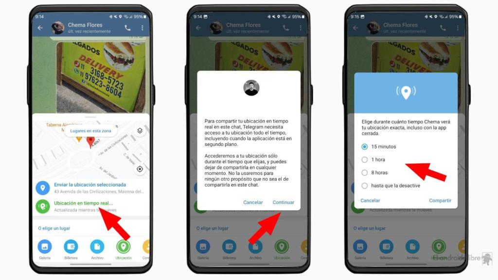 Compartir ubicación en Telegram