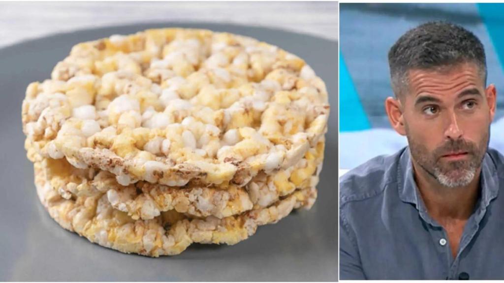 Tortitas de arroz y el nutricionista Pablo Ojeda.