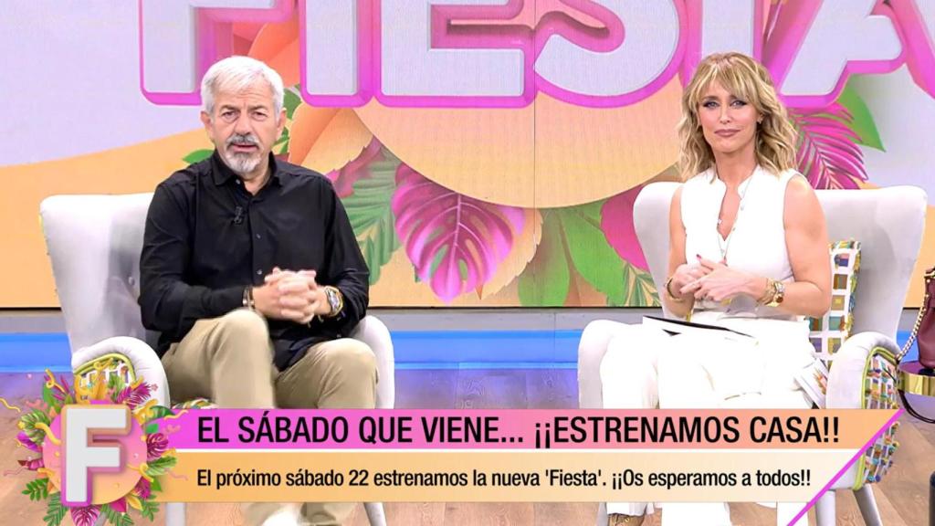 Emma García y Carlos Sobera, este domingo en el programa 'Fiesta'.