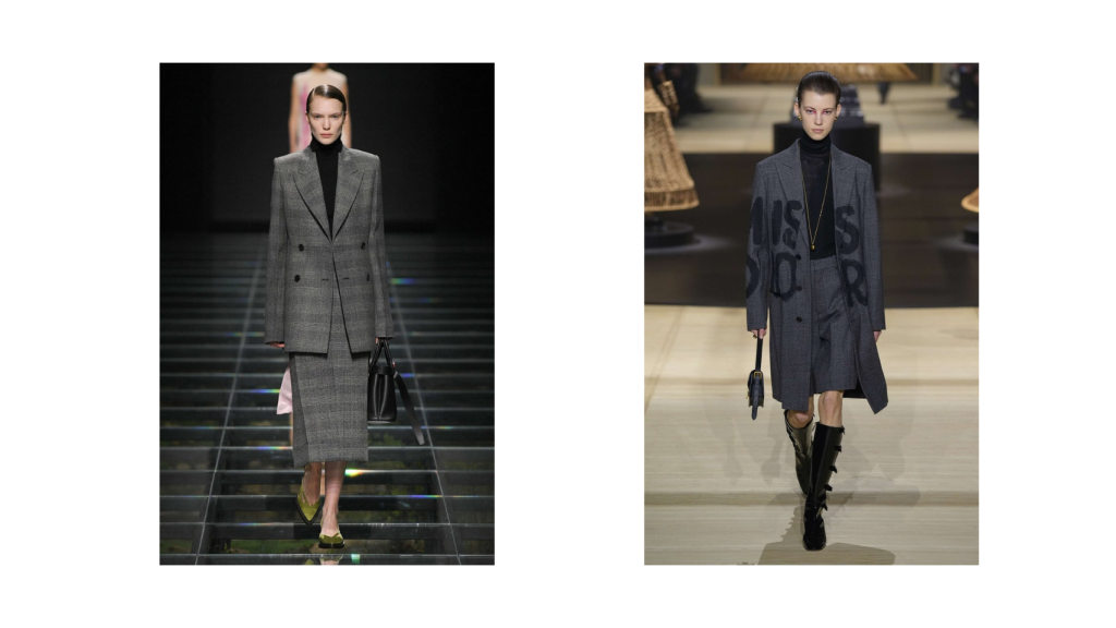 De izquierda a derecha: Prada y Dior en su colección AW25.