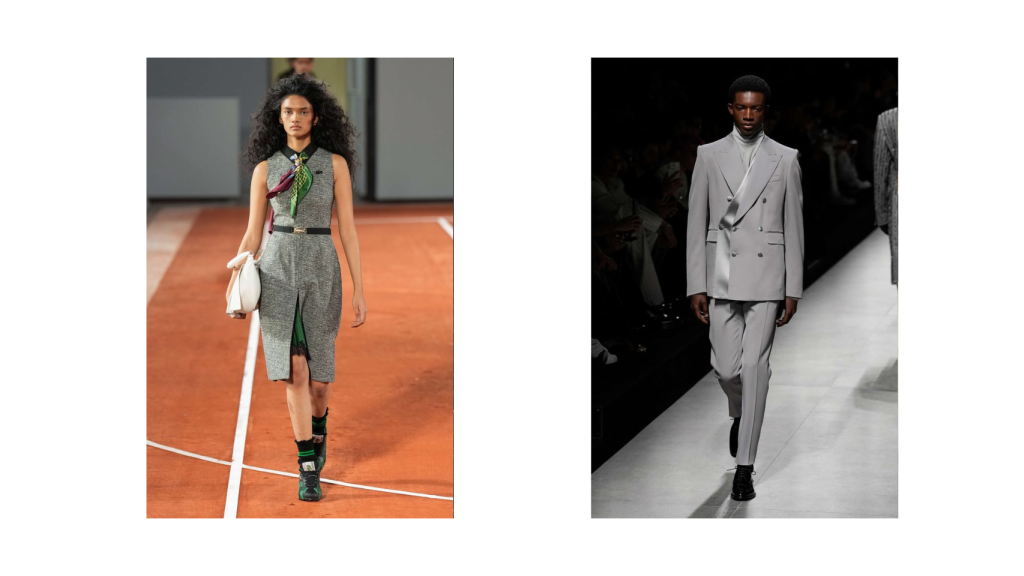 De izquierda a derecha: Lacoste y Dolce&Gabanna en su colección AW25.