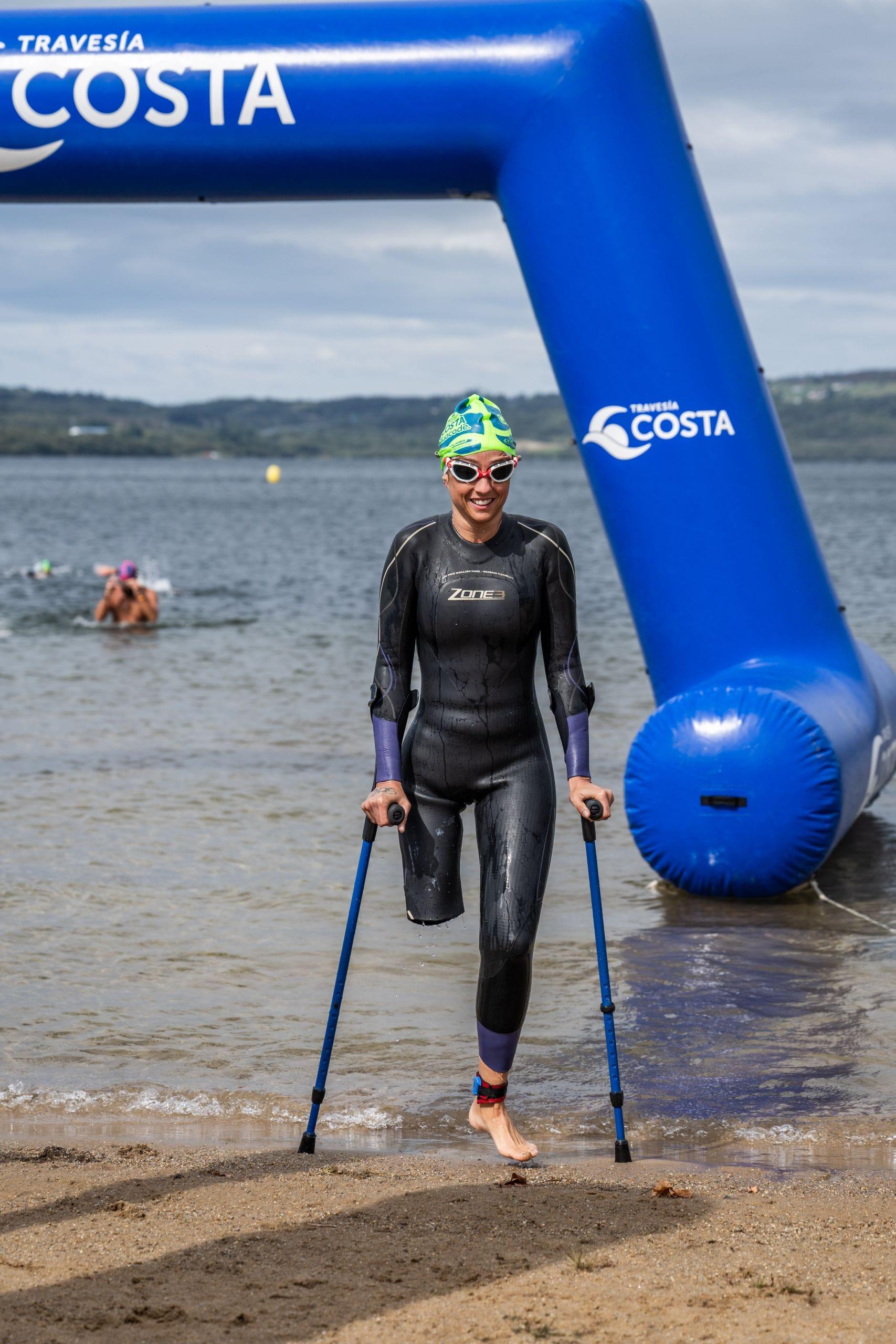 Elena Brozos tras terminar una de las pruebas de Travesía Costa (Cedida).