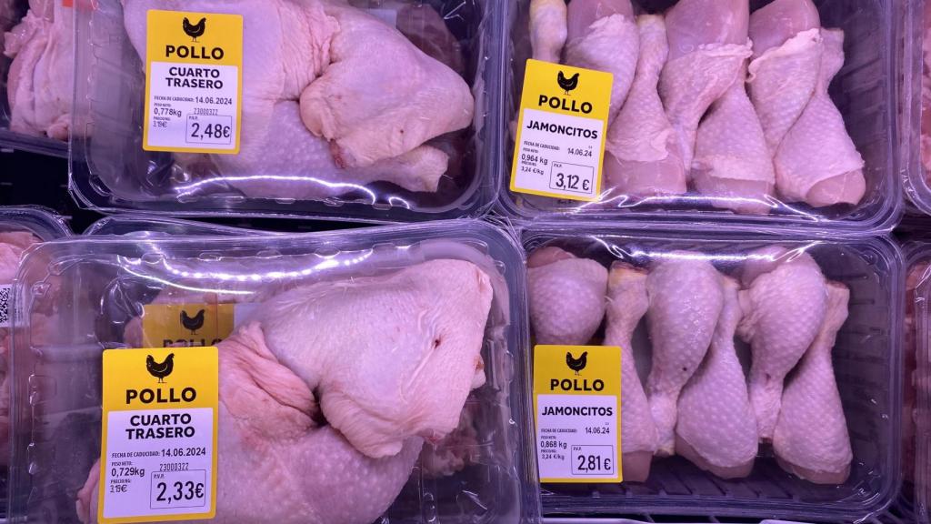 Detalle de las bandejas de pollo analizadas de origen España