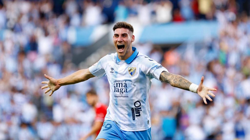 Roberto celebra un gol contra el Nàstic de Tarragona