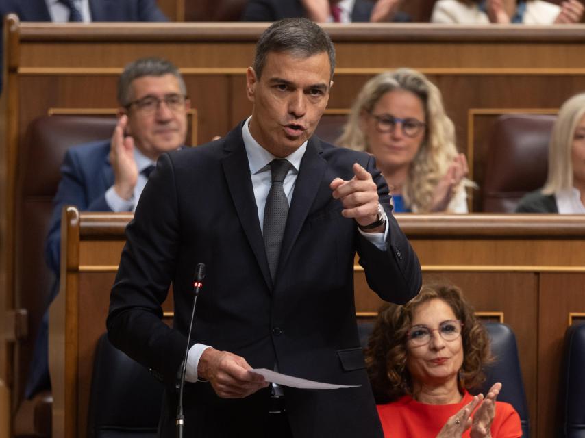 Pedro Sánchez, este miércoles, en su cara a cara con Feijóo en el Congreso.