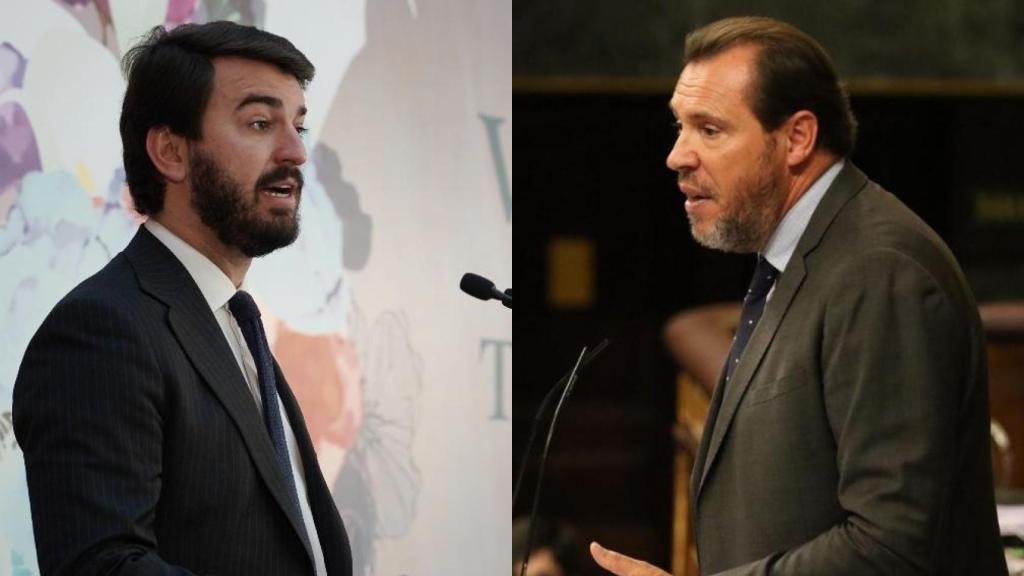 El vicepresidente de la Junta, Juan García-Gallardo, y el ministro de Transportes y Movilidad Sostenible, Óscar Puente, en un montaje de EL ESPAÑOL