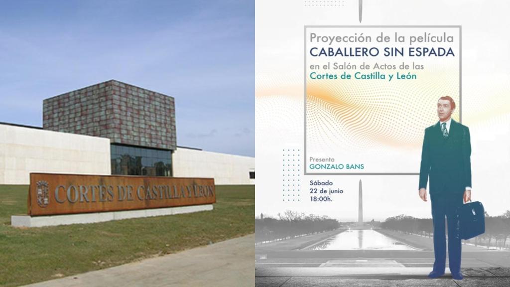 Imagen de las Cortes y cartel de la película