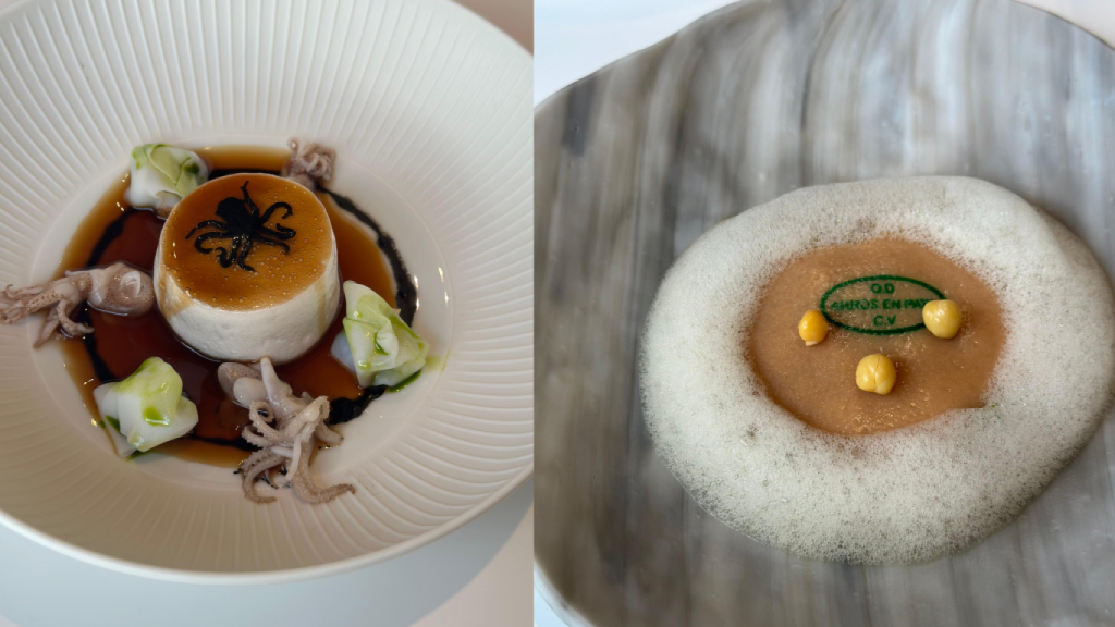 Calamares a la bruta y arroz con pata.