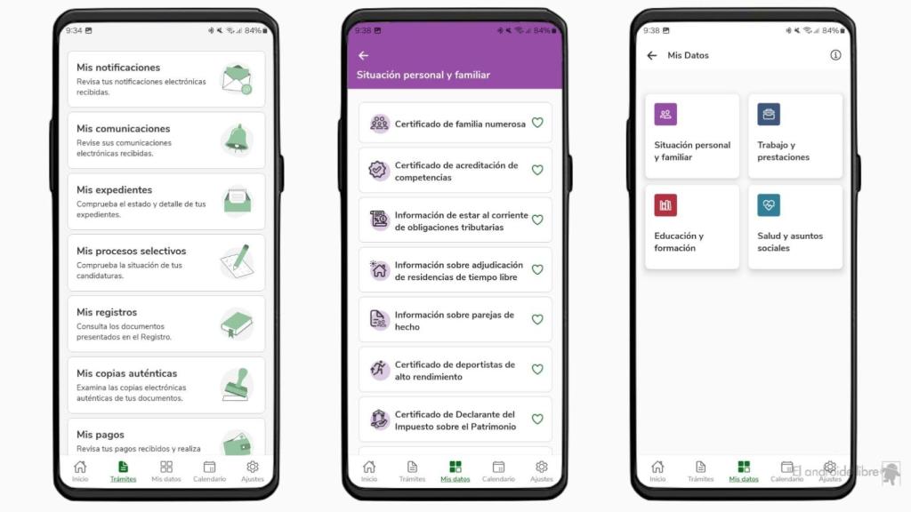 Capturas de la aplicación Carpeta Ciudadana de la Junta de Andalucía