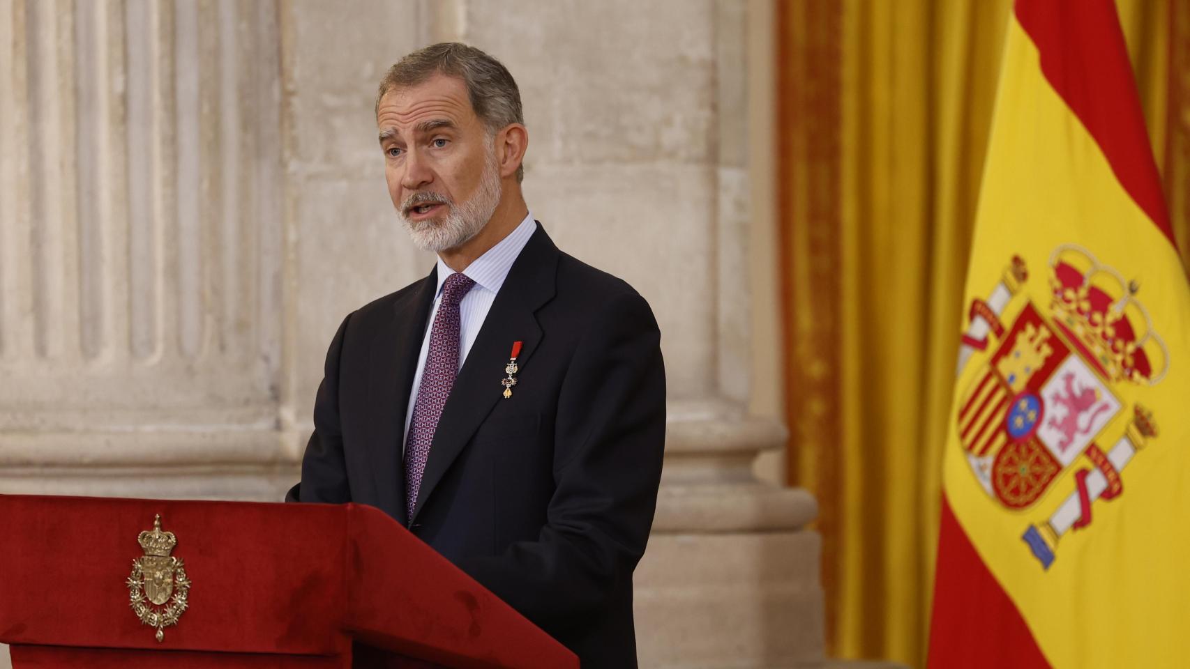 El Rey Felipe VI, durante su discurso por el décimo aniversario de su proclamación.