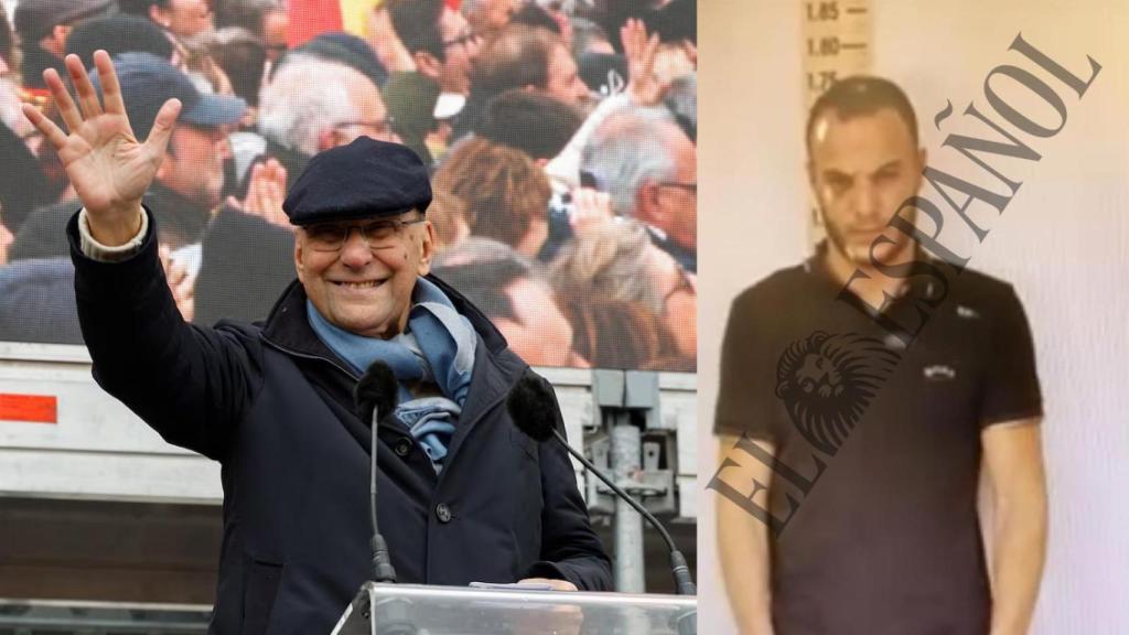 Vidal-Quadras, el 29 de octubre en la manifestación contra la amnistía. A la derecha, el sicario en una imagen policial.