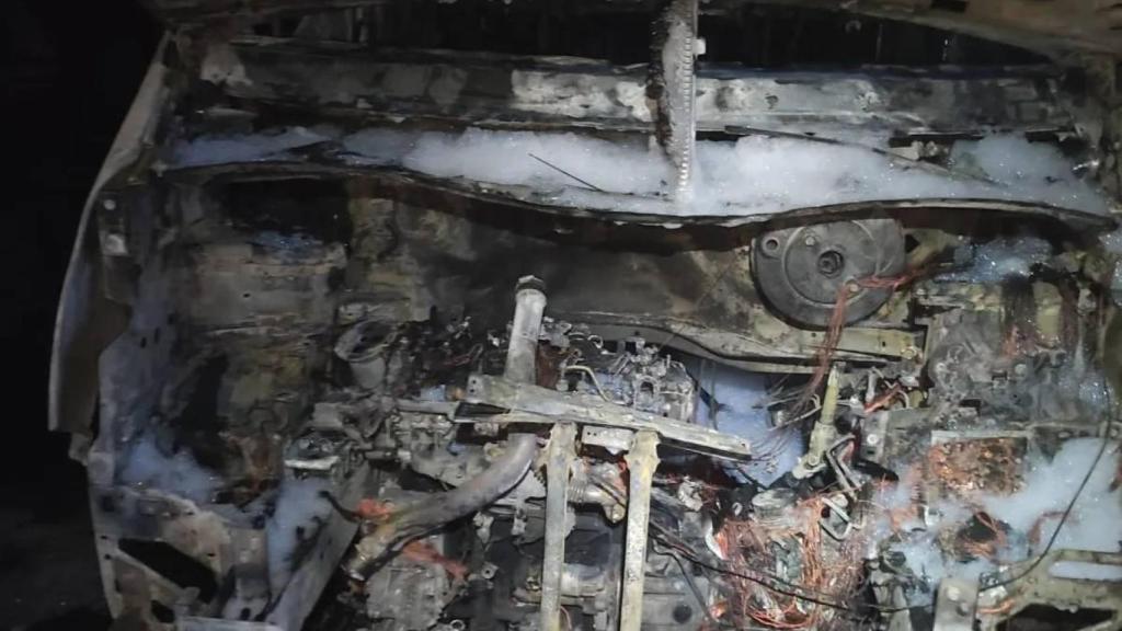 La ambulancia que se ha visto afectada principalmente. Foto: Bomberos Ayuntamiento de Toledo.