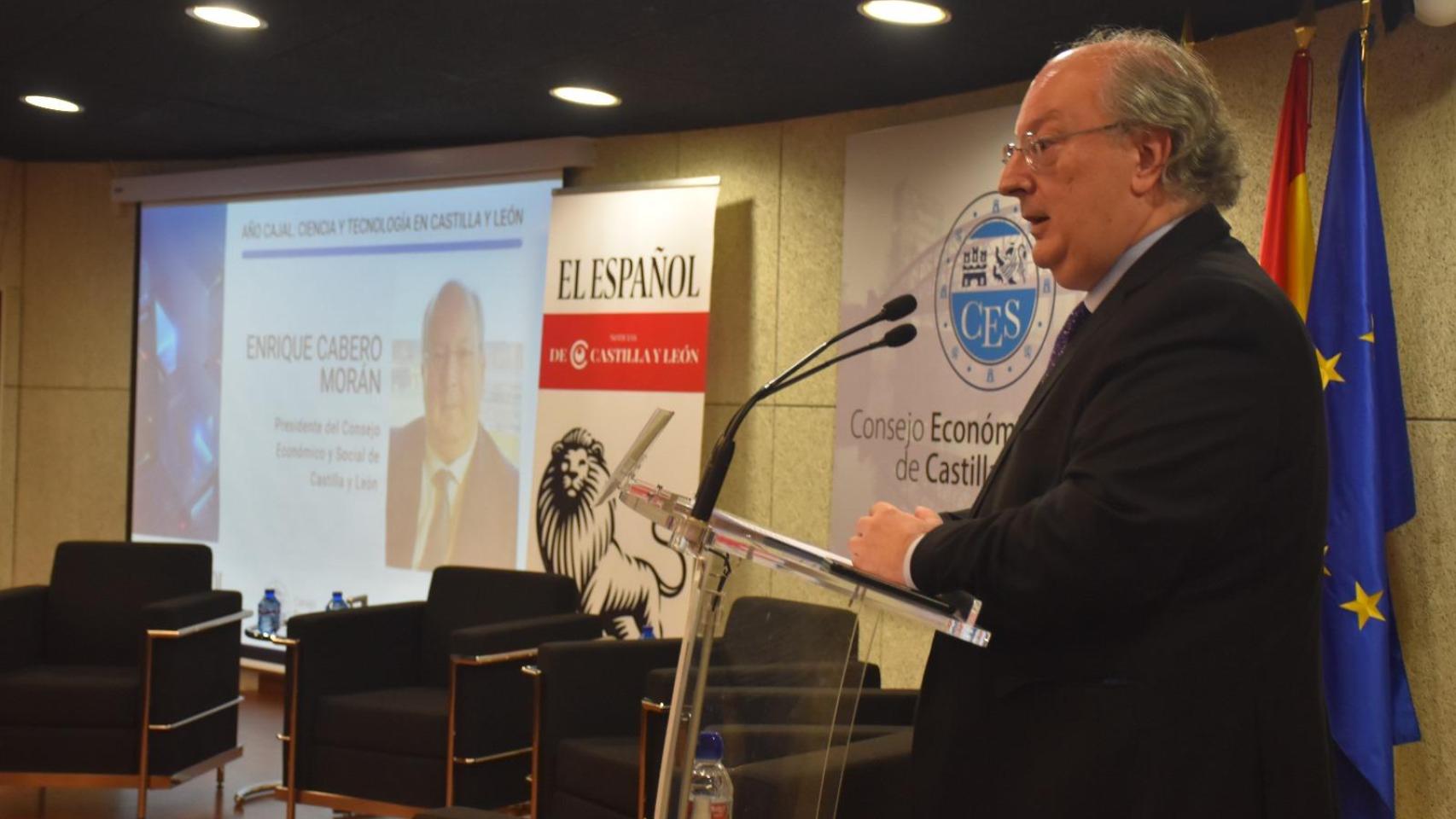 El presidente del Consejo Económico y Social de Castilla y León, Enrique Cabero, durante la inauguración de la jornada