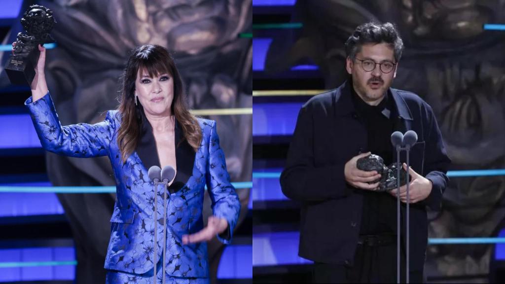 Mabel Lozano y Martín Romero, recibiendo su Goya