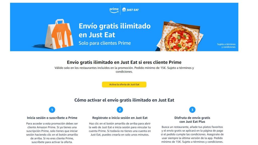 Promoción de Just Eat y Amazon Prime