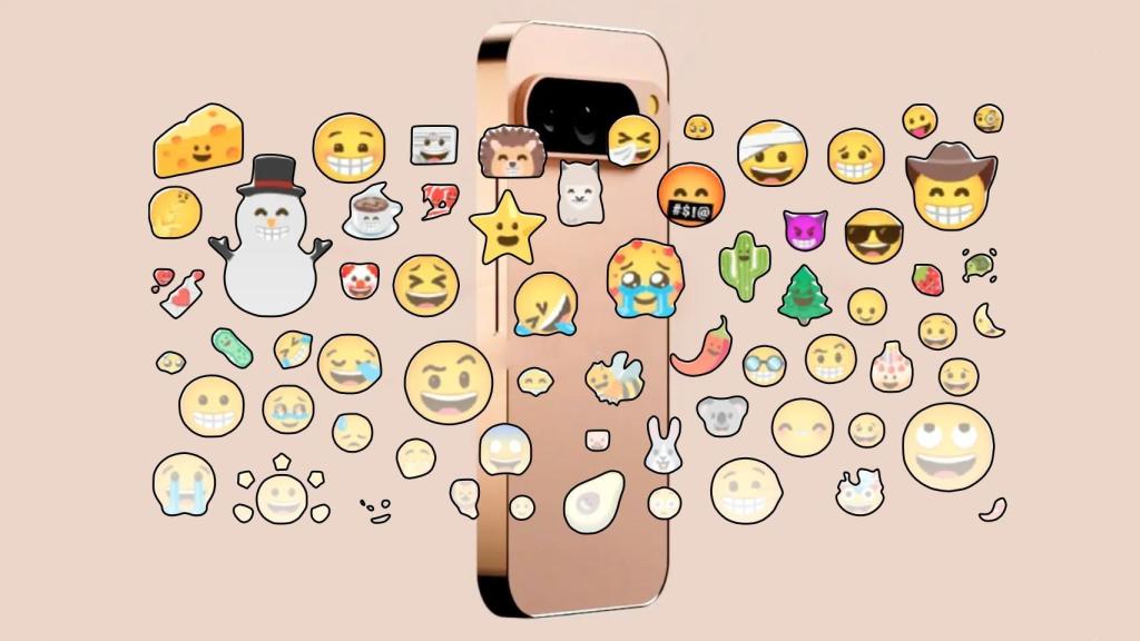 Emoticonos y stickers sobre un Pixel 9 Pro