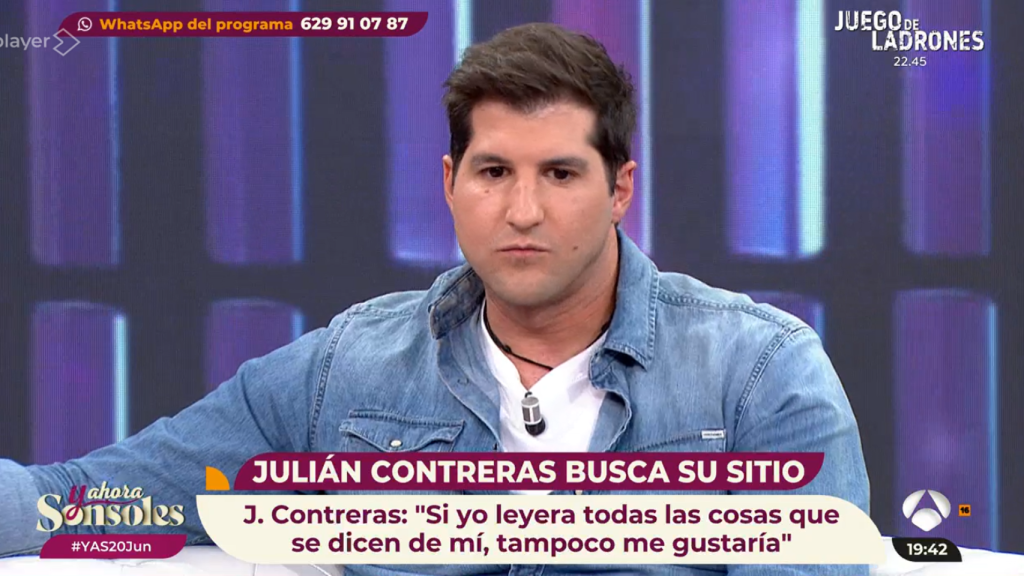 Julián Contreras, en el plató de 'Y ahora Sonsoles', este pasado jueves, día 20.