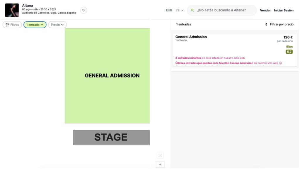 Entradas falsas para ver a Aitana en Vigo.