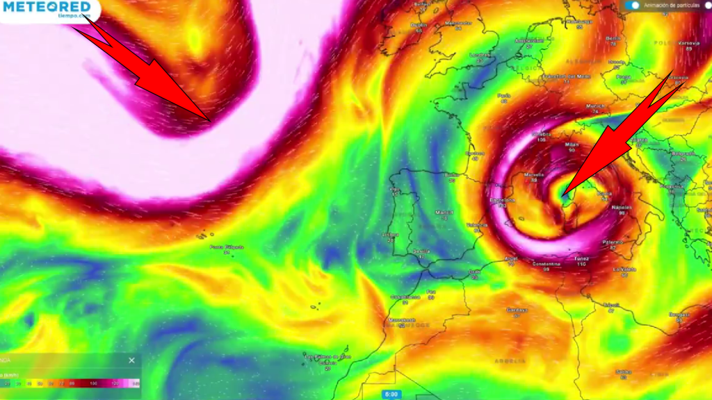 Las masas de aire frío y húmedo que afectarán a España estos días. Meteored.