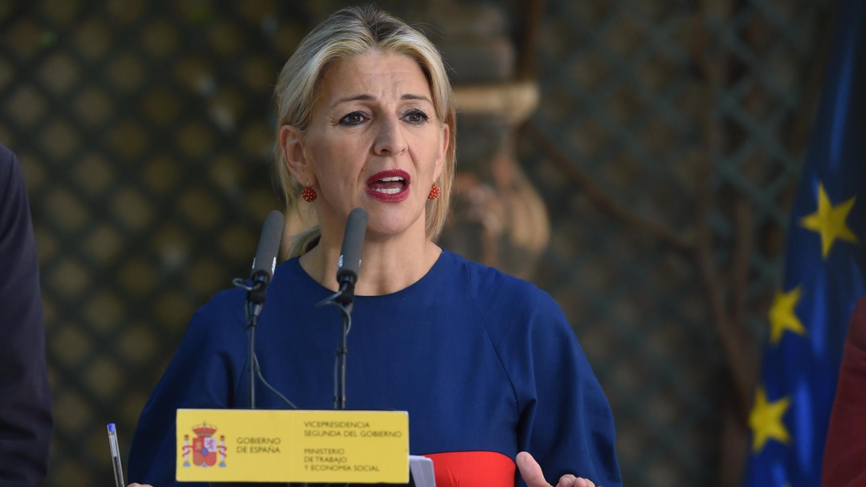 La vicepresidenta segunda del Gobierno y ministra de Trabajo y Economía Social, Yolanda Díaz, este viernes.