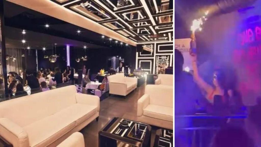 La discoteca Opium y una fotografía de una chica de imagen en un reservado de Madrid.