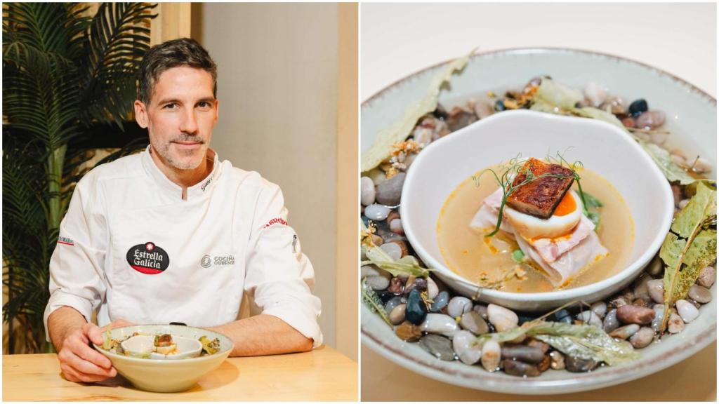 El chef Gabi Conde, del restaurante Portovello, con su propuesta A Terma.