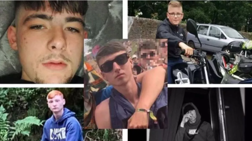 En el sentido de las agujas del reloj, empezando por arriba a la izquierda: Davis Hargreaves, James Meagre, Connor Armstrong, Kane Taylor. En el medio: Jay Slater.