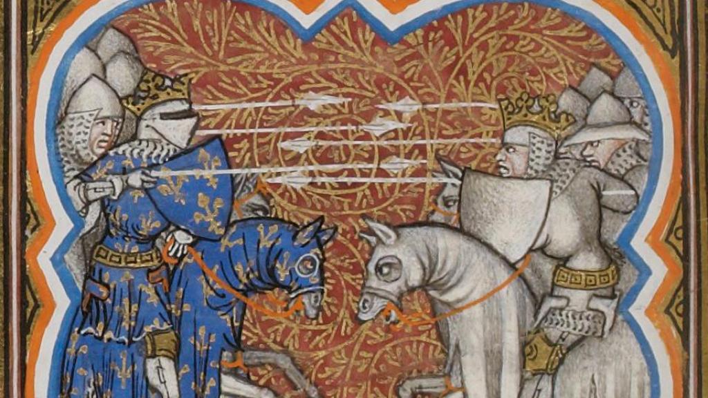 Miniatura del siglo XIV que representa la batalla de Brémule.