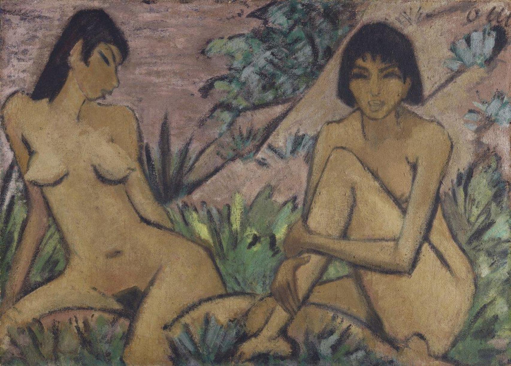 Otto Mueller: 'Dos desnudos femeninos en un paisaje', h. 1926. Museo Nacional Thyssen-Bornemisza