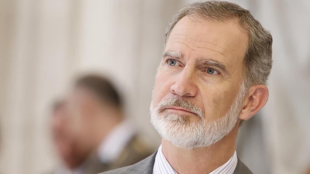 El rey Felipe VI en la inauguración de la exposición homenaje a sus 10 años en el trono.