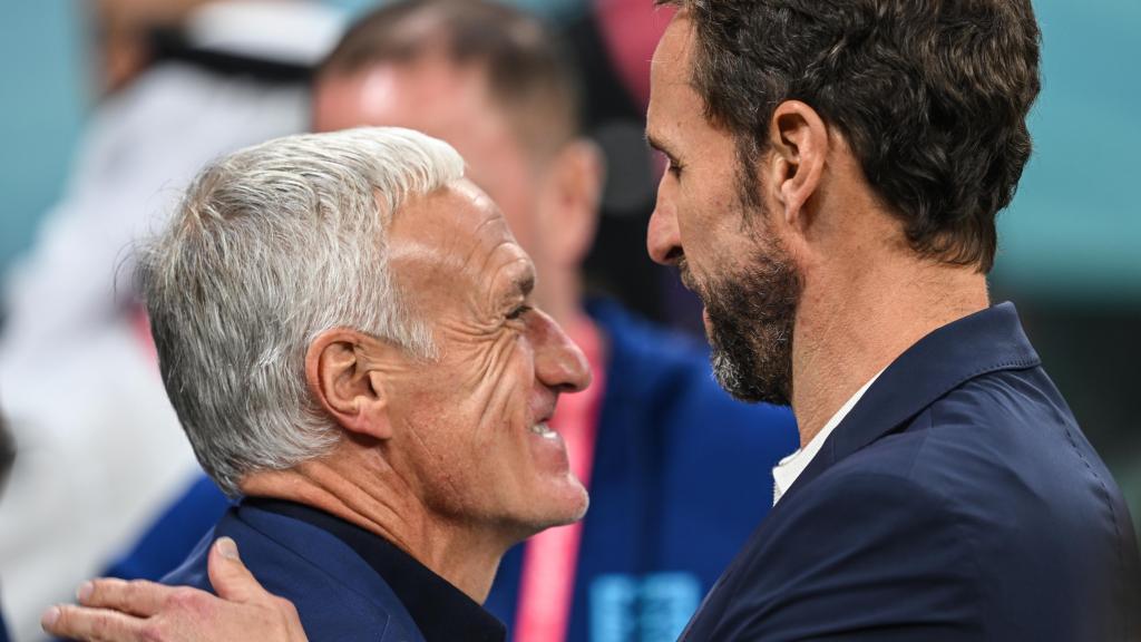 Deschamps y Southgate, en un partido entre las selecciones de Francia e Inglaterra