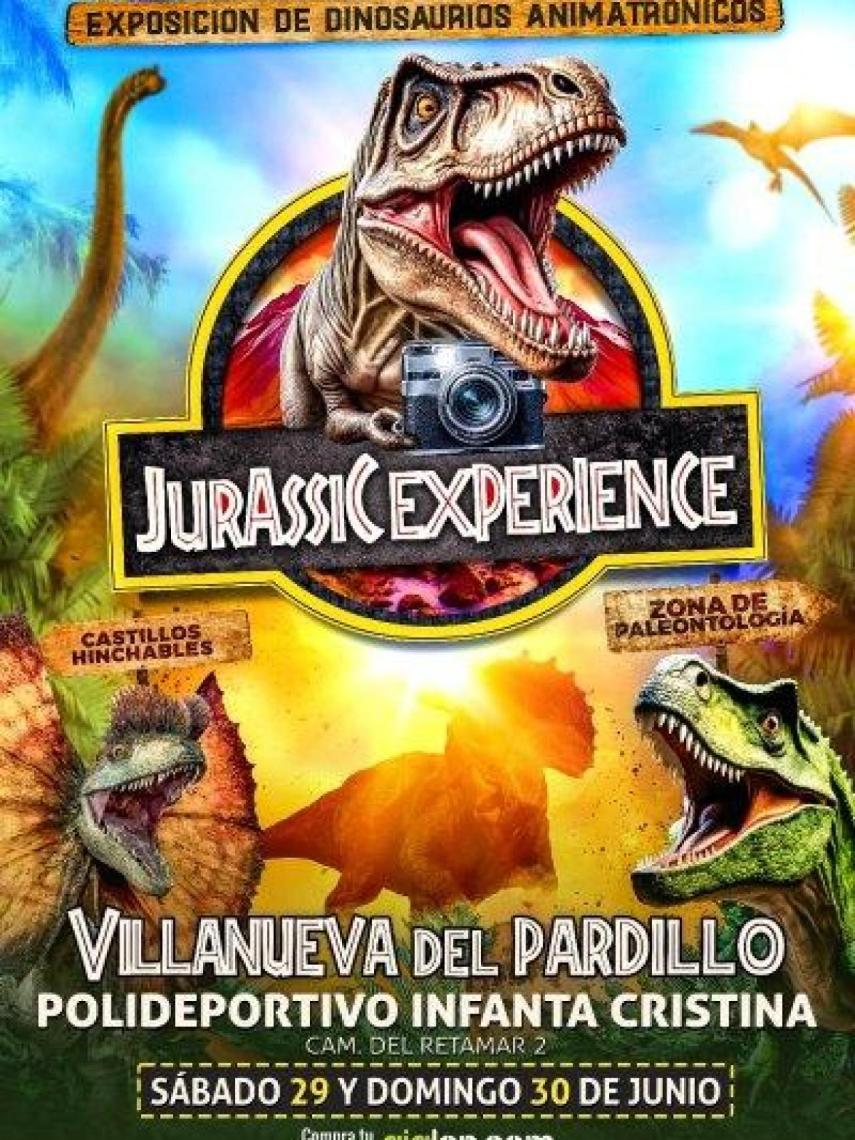 Cartel de Jurassic experience en Villanueva del Pardillo.
