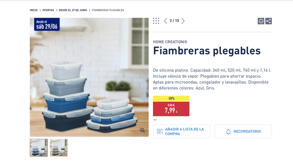 Fiambreras plegables.