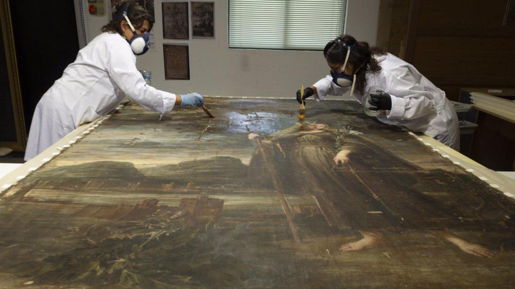 Cuadro de Santa Rosalía de Palermo restaurado.