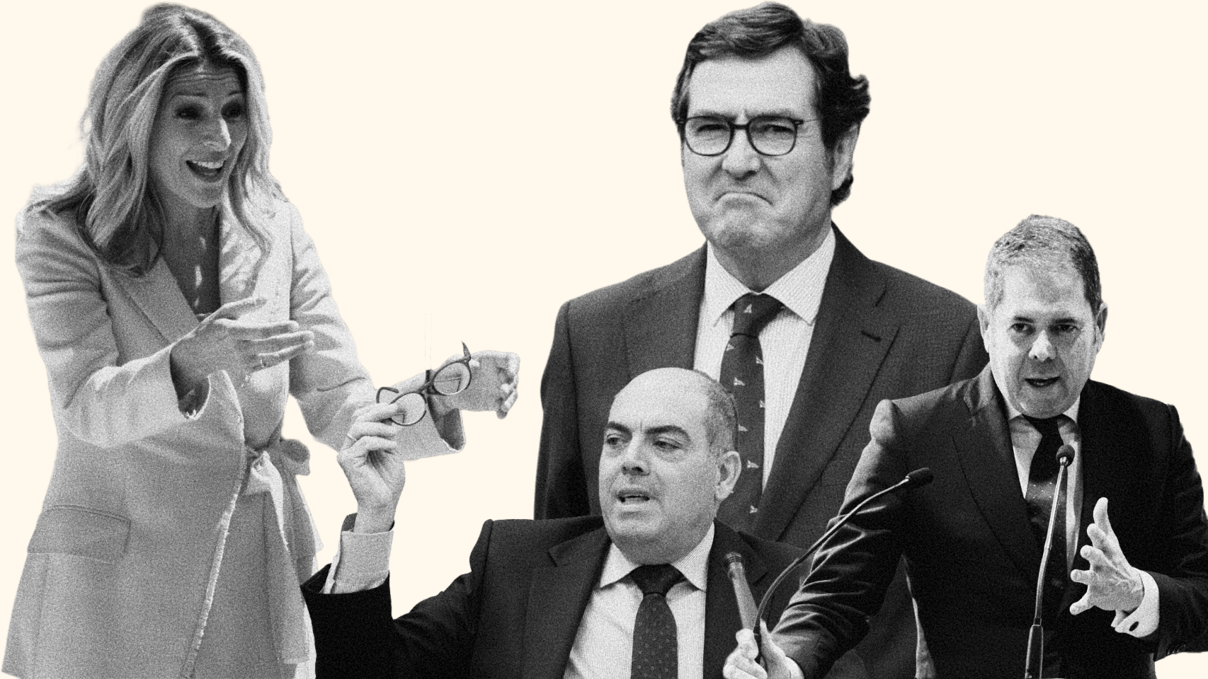 Yolanda Díaz y los presidentes de CEOE, Cepyme y ATA.